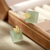 S925 Sterling Silver Hetian Jade Leaf Necklace Set
