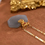 S925 Sterling Silver Hetian Jade Crown Ruyi Pendant