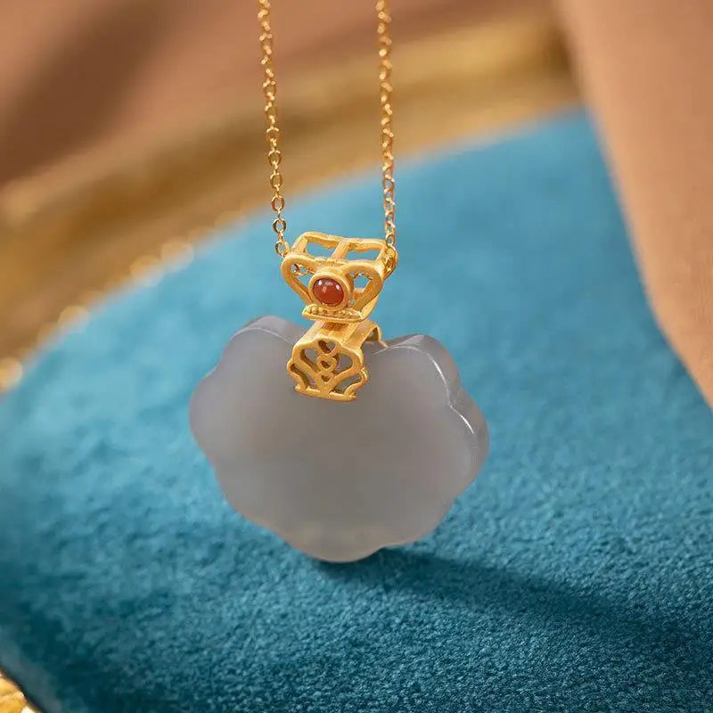 S925 Sterling Silver Hetian Jade Crown Ruyi Pendant