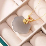 S925 Sterling Silver Hetian Jade Crown Ruyi Pendant