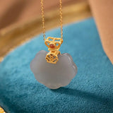 S925 Sterling Silver Hetian Jade Crown Ruyi Pendant