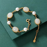 S925 Sterling Silver Hetian Jade Red Agate Bracelet