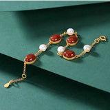 S925 Sterling Silver Hetian Jade Red Agate Bracelet