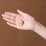 S925 Turquoise Bell Hollow Pendant Necklace