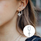 S925 Sterling Silver Cross Earrings Vintage Punk Girls