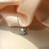 S925 Sterling Silver Small Fan-Shaped Skirt Necklace Female Kpop Chain