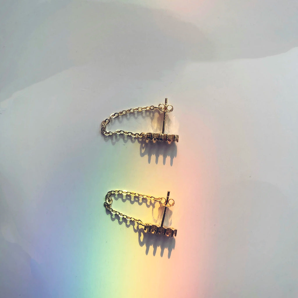 S925 Sterling Silver Star Rainbow Colorful Earrings Female Back Hanging