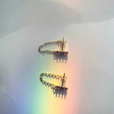 S925 Sterling Silver Star Rainbow Colorful Earrings Female Back Hanging