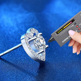 S925 Sterling Silver Stud Earrings Heart-shaped Moissanite Female Jewelry