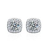 S925 Sterling Silver Square Prong Set Moissanite Stud Earrings