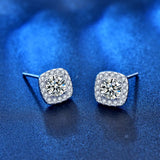 S925 Sterling Silver Square Prong Set Moissanite Stud Earrings