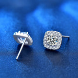 S925 Sterling Silver Square Prong Set Moissanite Stud Earrings