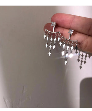 S925 Sterling Silver Tassel Earrings Back Hanging Statement Vintage