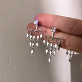 S925 Sterling Silver Tassel Earrings Back Hanging Statement Vintage