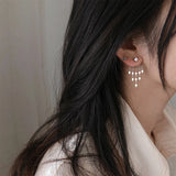 S925 Sterling Silver Tassel Earrings Back Hanging Statement Vintage