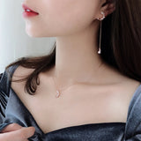 S925 Sterling Silver Floral Moon Necklace Kpop Chain Charming Girls