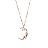 S925 Sterling Silver Floral Moon Necklace Kpop Chain Charming Girls