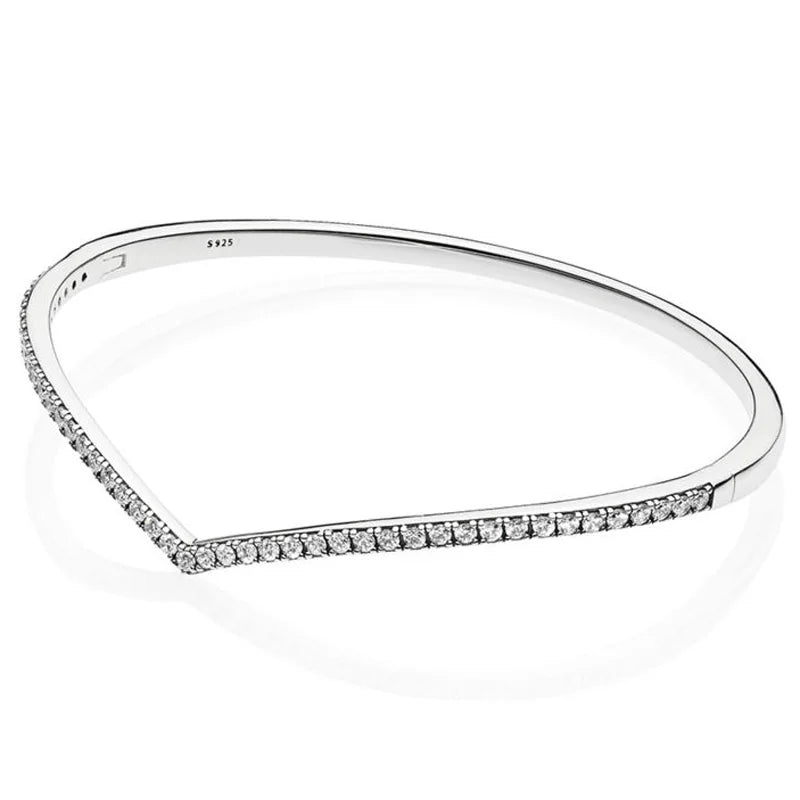 Shimmering Crystal Bangle Bracelet for 925 Silver Charm DIY Jewelry