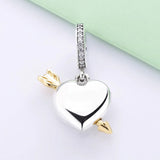 Heart Crystal Pendant Beads 925 Silver Charm Bracelet Bangle
