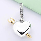 Heart Crystal Pendant Beads 925 Silver Charm Bracelet Bangle