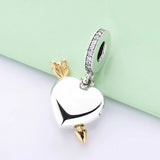 Heart Crystal Pendant Beads 925 Silver Charm Bracelet Bangle