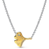 Ginkgo Leaf Crystal Chain Necklace 925 Silver DIY Jewelry