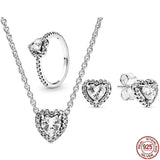 925 Sterling Silver Women's Jewelry Set-Earrings, Rings, Necklaces