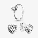 925 Sterling Silver Women's Jewelry Set-Earrings, Rings, Necklaces