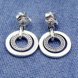 925 Silver Crystal Circle Earrings Women Wedding Europe Jewelry