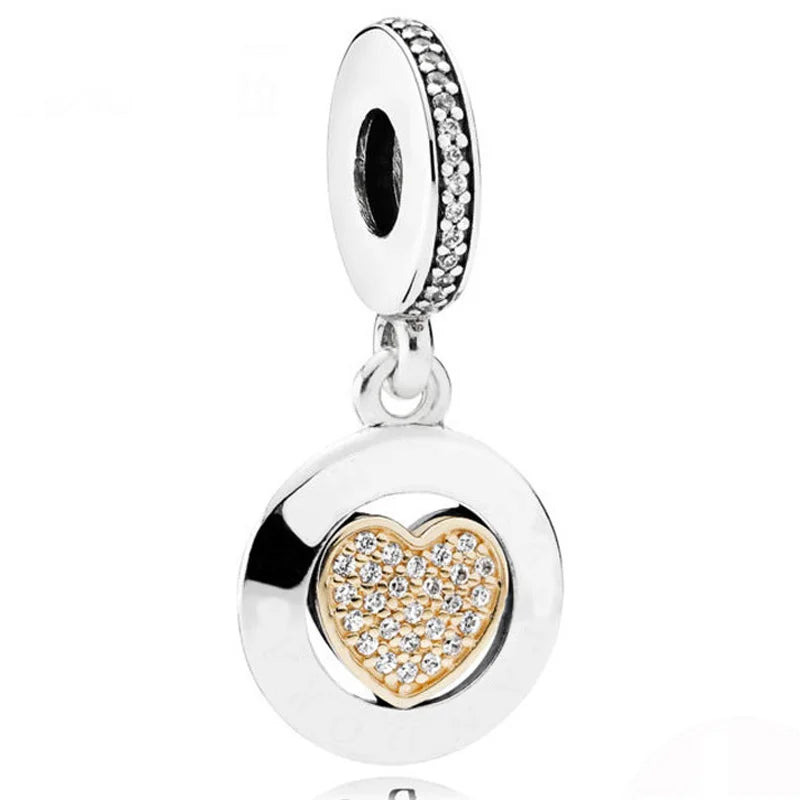 Crystal Heart Pendant Charm for 925 Silver Bracelet
