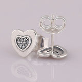 Signature Heart Earring Crystal Stud 925 Sterling Silver Wedding Gift