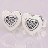 Signature Heart Earring Crystal Stud 925 Sterling Silver Wedding Gift