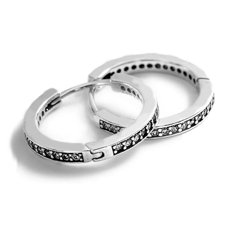 Crystal Hoop Stud Earrings 925 Sterling Silver Wedding Party Gift