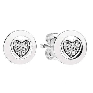 Love Heart Earring With Crystal 925 Sterling Silver Wedding Gift