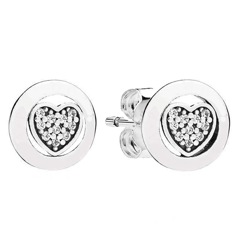 Love Heart Earring With Crystal 925 Sterling Silver Wedding Gift