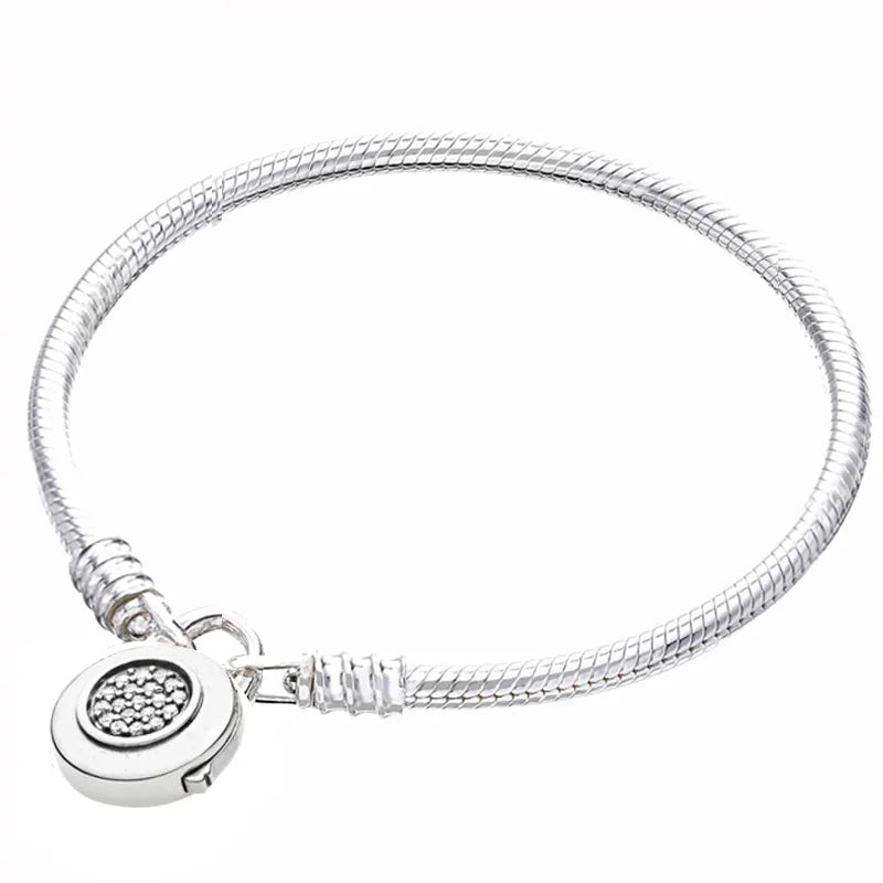 Smooth Snake Bracelet Bangle 925 Silver Charm DIY Jewelry