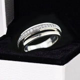 Triple Band Pave Ring Crystal 925 Sterling Silver Wedding Gift