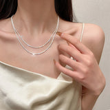 925 Silver Necklace Women Bling Chain Female Gift