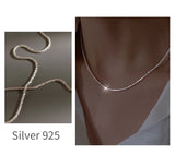 925 Silver Necklace Women Bling Chain Female Gift