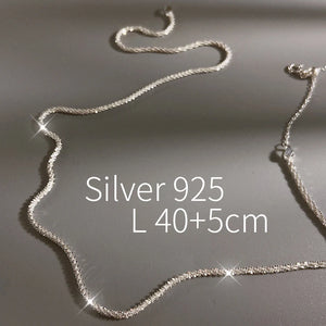 925 Silver Necklace Women Bling Chain Female Gift
