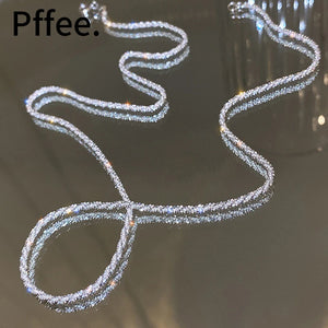 925 Silver Necklace Women Bling Chain Female Gift