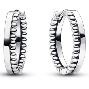 925 Sterling Silver Beads Signature Hoop Earrings for Women
