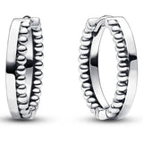 925 Sterling Silver Beads Signature Hoop Earrings for Women