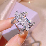 Silver Zircon Stone Ring for Women