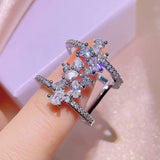 Silver Zircon Stone Ring for Women