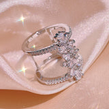 Silver Zircon Stone Ring for Women