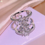 Silver Zircon Stone Ring for Women