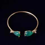 Silver Inlaid Pisces Chalcedony Charm Bracelet - Chinese Style
