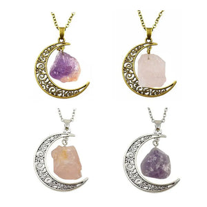 Vintage Stone Moon Necklace with 18inch Chain