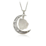 Vintage Stone Moon Necklace with 18inch Chain